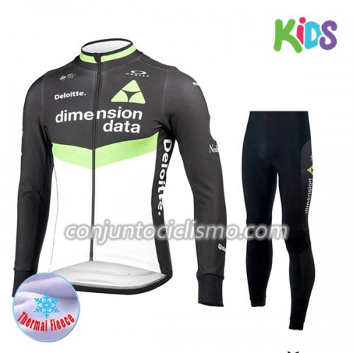 Conjunto Maillot + culotte largo ciclismo Invierno Termico 2017 Dimension  Data Niños N001